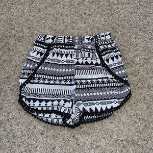 Black and White Tribal Fabric Shorts